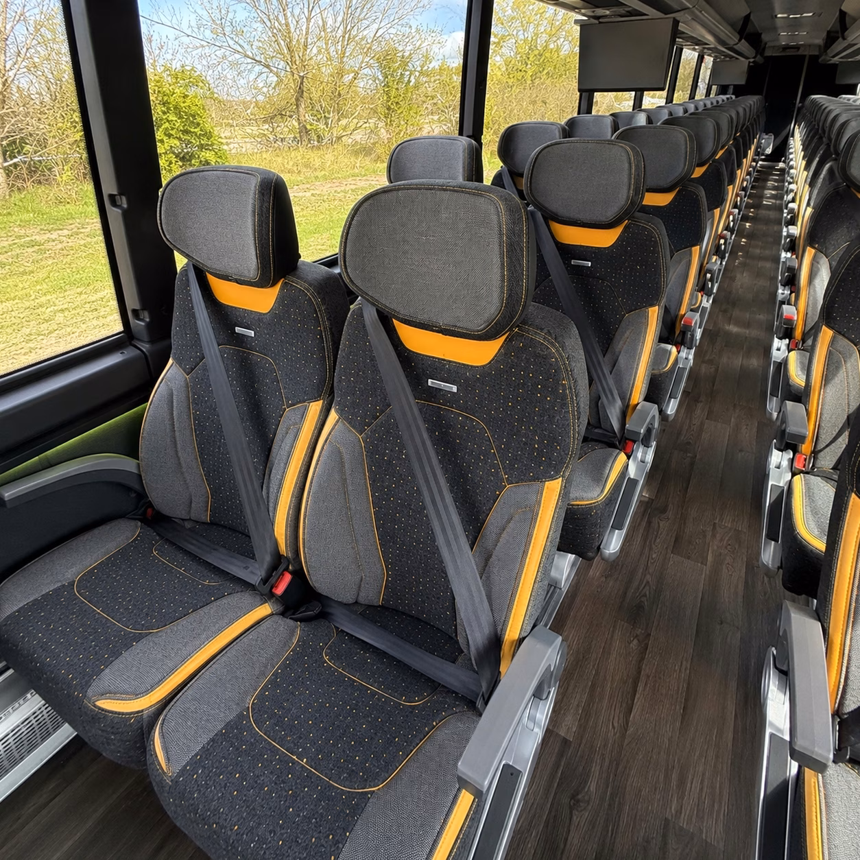 56 passenger charter bus inside